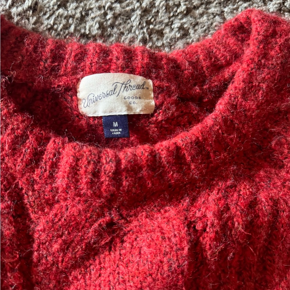Universal Thread Red Cable Knit Sweater Women’s S… - image 3